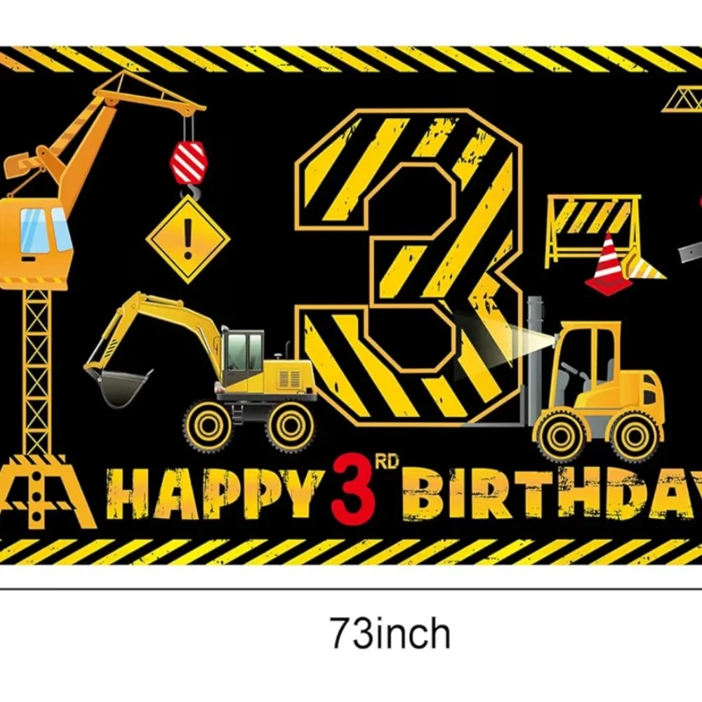 52 Pcs Construction 3rd Birthday Party Supplies